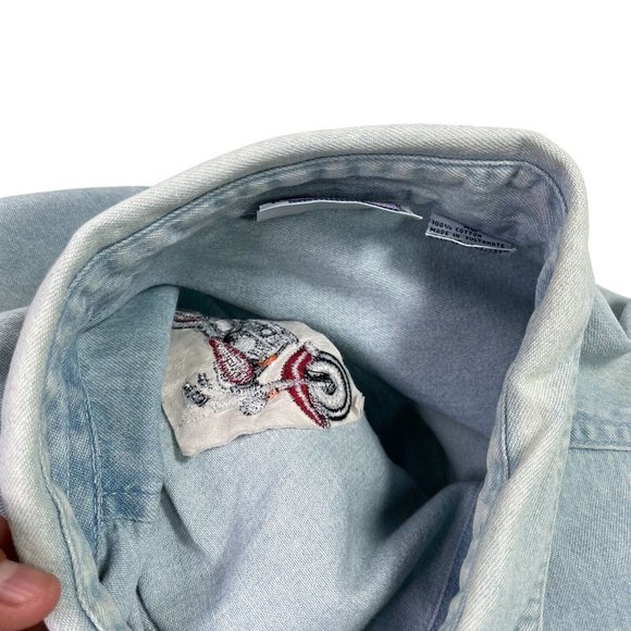 Vintage Blue Point Harley Davidson Button Down- Biker- Embroidered- Men’s XL - Picture 7 of 12